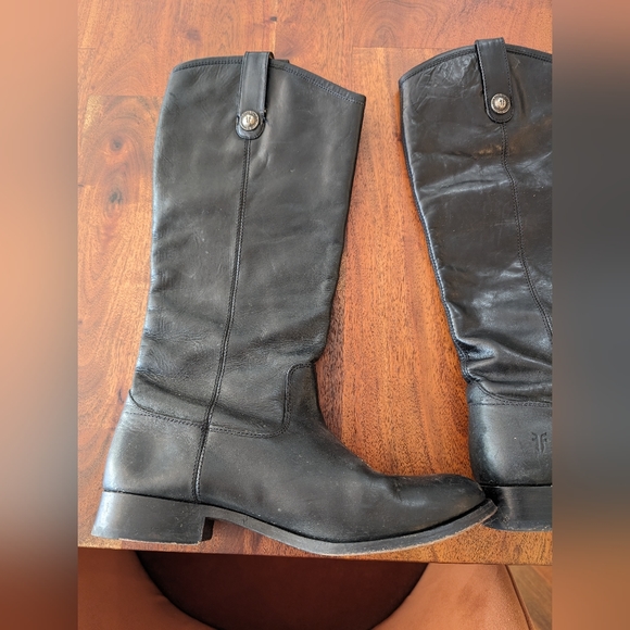 Frye tall black Melissa button leather boots side 8.5 - Picture 2 of 6